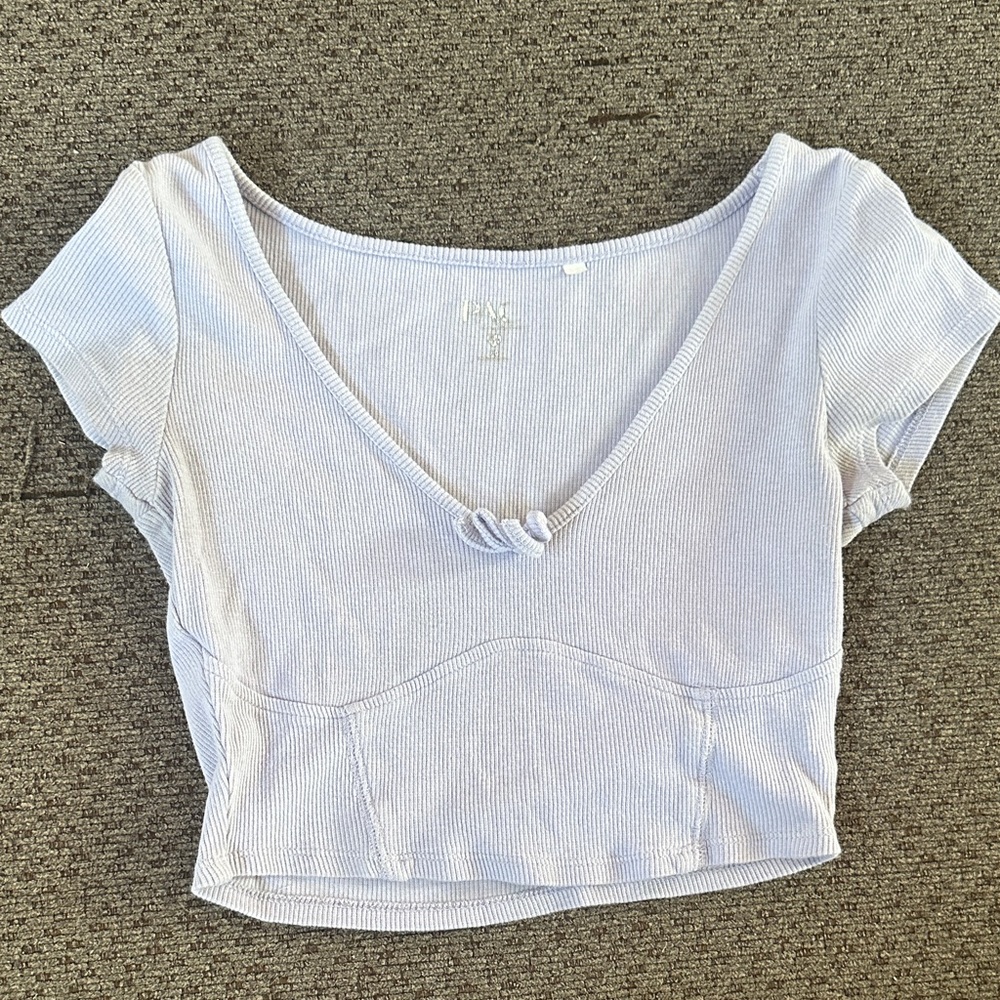 PacSun Light Blue Ribbed Blouse